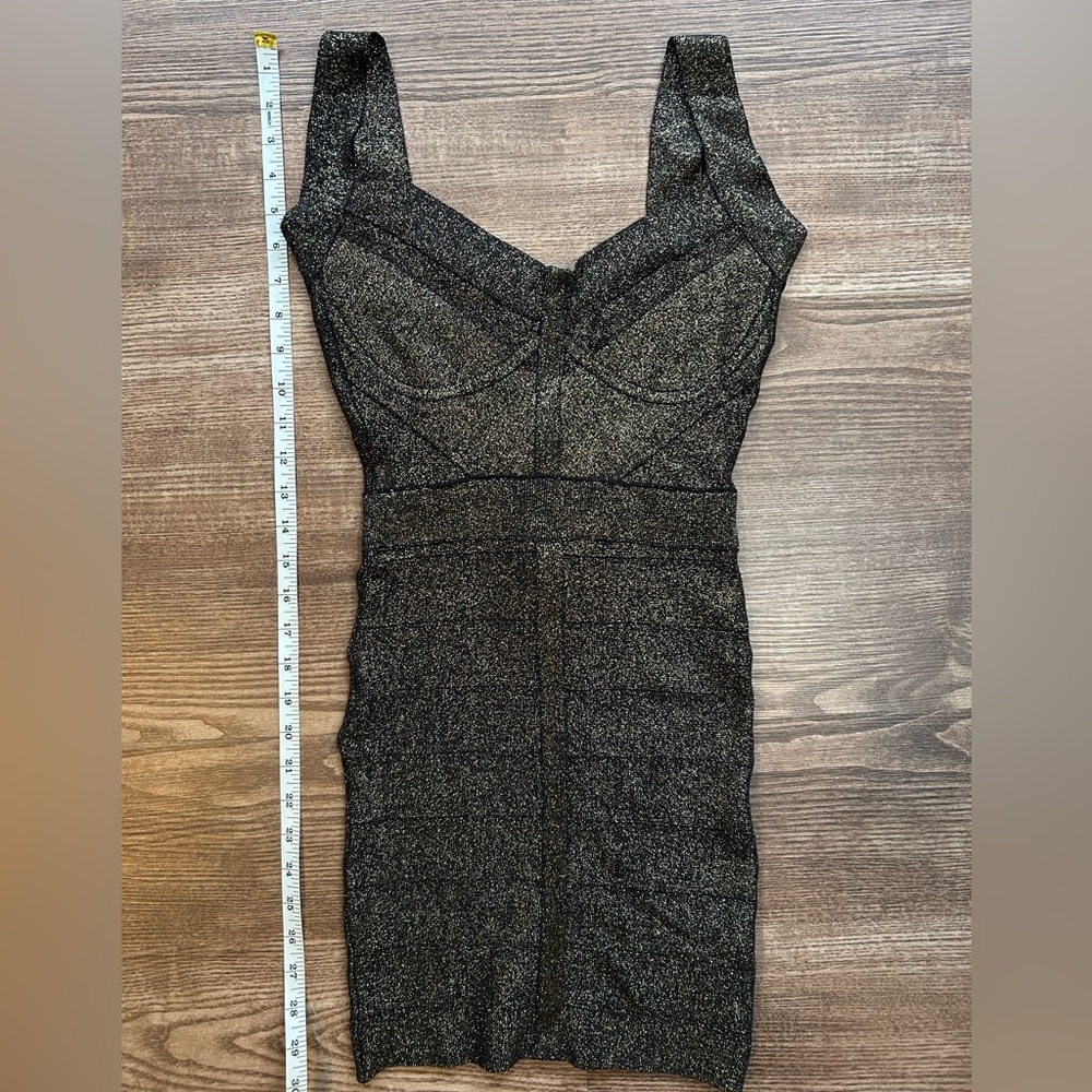 Guess Bodycon Gold and Black Dress Women’s Size S Back Zipper